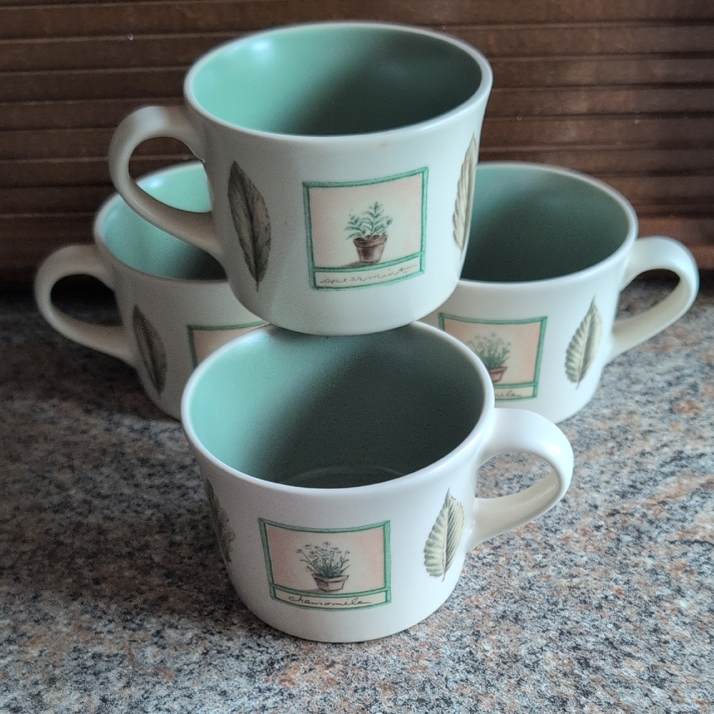 Pfaltzgraff Naturewood Portfolio Coffee Cups Mugs Stoneware Set of 4